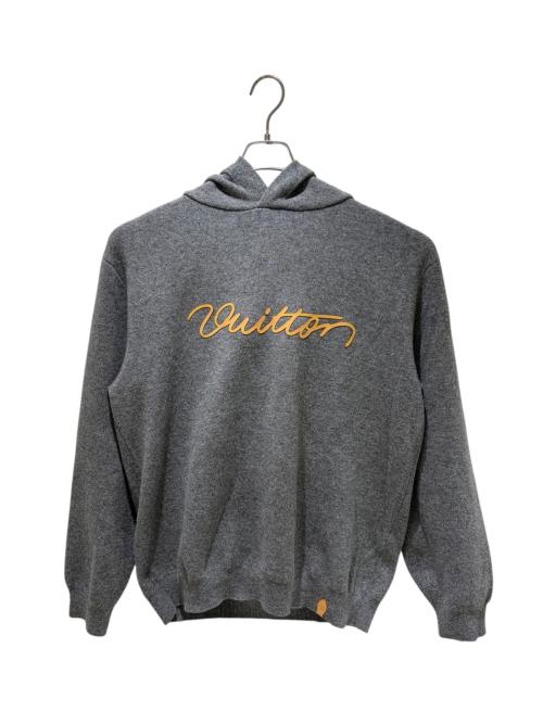 LOUIS VUITTON（ルイ ヴィトン）LOUIS VUITTON (ルイ ヴィトン) Signature Double-Faced Cashmere Hoodie/シグネチャーダブルフェイスカシミヤフーティー/1AJSNT グレー×イエロー サイズ:XLの古着・服飾アイテム