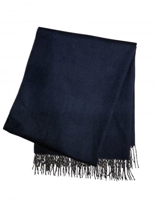 HERMES（エルメス）HERMES (エルメス) ダブルフェイスカシミヤストール ネイビー×ベージュの古着・服飾アイテム