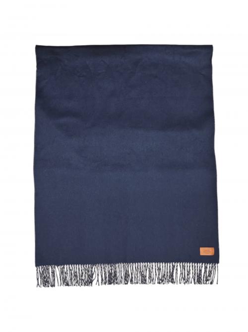 HERMES（エルメス）HERMES (エルメス) ダブルフェイスカシミヤストール ネイビー×ベージュの古着・服飾アイテム