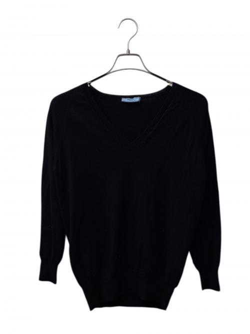PRADA（プラダ）PRADA (プラダ) Vネックウールニット ブラック サイズ:38の古着・服飾アイテム