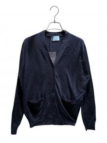 PRADA（プラダ）の古着「ウールカーディガン/DNA00S S000」｜ネイビー