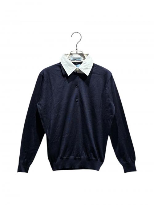 PRADA（プラダ）PRADA (プラダ) ニットポロシャツ/DNA00T S000/2024年 ネイビー サイズ:36の古着・服飾アイテム