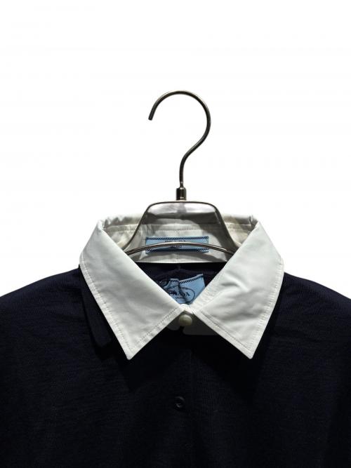 PRADA（プラダ）PRADA (プラダ) ニットポロシャツ/DNA00T S000/2024年 ネイビー サイズ:36の古着・服飾アイテム