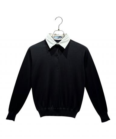 中古・古着通販】PRADA (プラダ) ニットポロシャツ ブラック サイズ:36