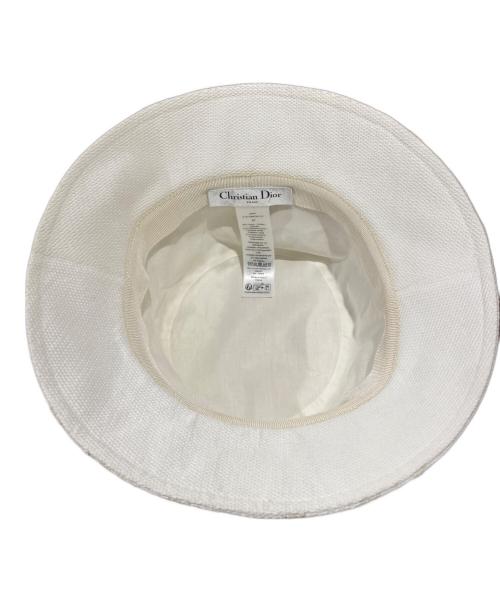 Christian Dior（クリスチャン ディオール）Christian Dior (クリスチャン ディオール) ハット/バケットハット/ロゴハット/41DTM923X131 ホワイト×ゴールド サイズ:57の古着・服飾アイテム