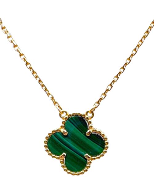 VAN CLEEF & ARPELS（ヴァンクリーフ＆アーペル）VAN CLEEF & ARPELS (ヴァンクリーフ＆アーペル) ヴィンテージアルハンブラネックレス/K18YG×マラカイト/5.3gの古着・服飾アイテム