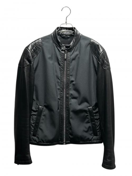 a.testoni（アテストーニ）a.testoni (アテストーニ) レザー切替ジャケット ブラック サイズ:48の古着・服飾アイテム