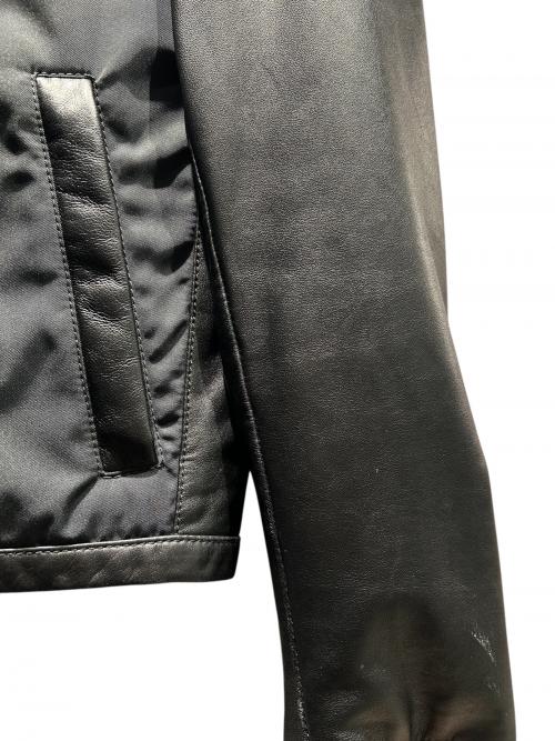 a.testoni（アテストーニ）a.testoni (アテストーニ) レザー切替ジャケット ブラック サイズ:48の古着・服飾アイテム