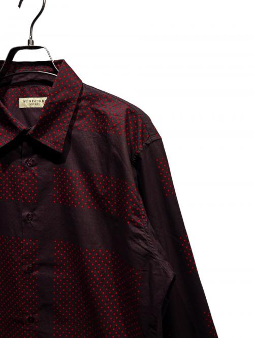 BURBERRY LONDON（バーバリーロンドン）BURBERRY LONDON (バーバリーロンドン) 総柄シャツ ブラウン×レッド サイズ:Lの古着・服飾アイテム