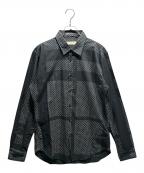 BURBERRYバーバリー）の古着「総柄シャツ」｜ブラック×ホワイト