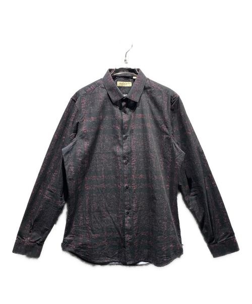 BURBERRY LONDON（バーバリーロンドン）BURBERRY LONDON (バーバリーロンドン) 総柄シャツ ブラック×パープル サイズ:Mの古着・服飾アイテム
