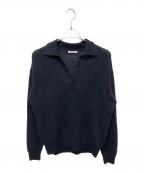 AURALEEオーラリー）の古着「BABY SURI ALPACA SHEER KNIT SKIPPER POLO」｜ブラック