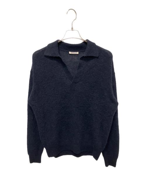 AURALEE（オーラリー）AURALEE (オーラリー) BABY SURI ALPACA SHEER KNIT SKIPPER POLO ブラック サイズ:4の古着・服飾アイテム