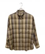 AURALEEオーラリー）の古着「SUPER LIGHT WOOL CHECK SHIRT/チェックシャツ」｜ベージュ×グレー