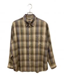 AURALEE（オーラリー）の古着「SUPER LIGHT WOOL CHECK SHIRT/チェックシャツ」｜ベージュ×グレー