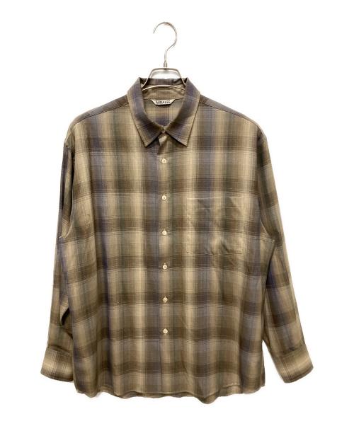 AURALEE（オーラリー）AURALEE (オーラリー) SUPER LIGHT WOOL CHECK SHIRT/チェックシャツ ベージュ×グレー サイズ:4の古着・服飾アイテム
