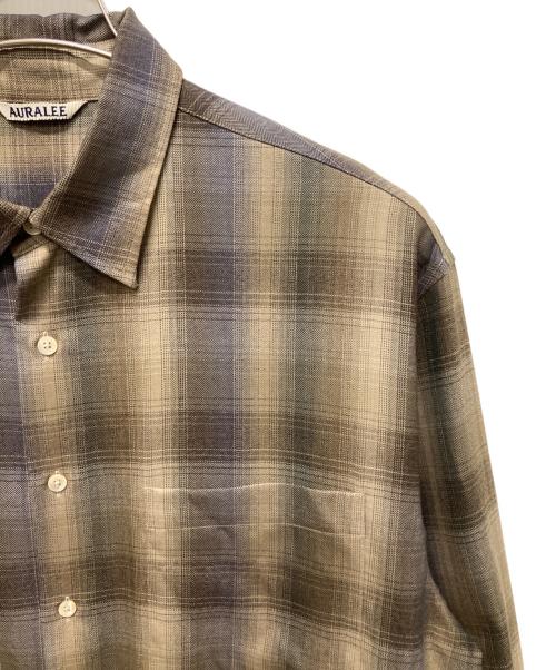 AURALEE（オーラリー）AURALEE (オーラリー) SUPER LIGHT WOOL CHECK SHIRT/チェックシャツ ベージュ×グレー サイズ:4の古着・服飾アイテム