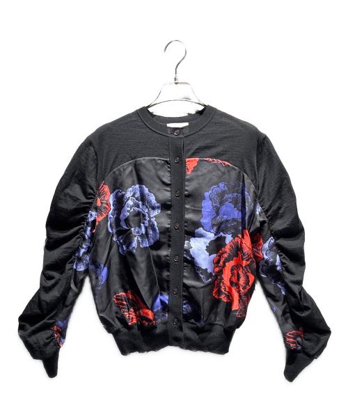 Salvatore Ferragamo（サルヴァトーレ フェラガモ）Salvatore Ferragamo (サルヴァトーレ フェラガモ) フローラルシルク混カーディガン ブラック サイズ:Sの古着・服飾アイテム