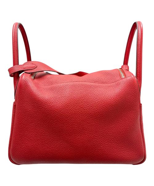 HERMES（エルメス）HERMES (エルメス) Lindy 30 リンディ 30/トリヨンクレマンス/レッド系/▢Q刻印：2013年製造/シルバー金具 レッド×シルバー金具 サイズ:30の古着・服飾アイテム