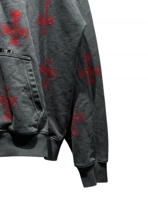 unknown（アンノーン）unknown (アンノーン) クロスラインストーンジップアップパーカー ブラック サイズ:XLの古着・服飾アイテム