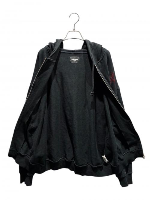 unknown（アンノーン）unknown (アンノーン) クロスラインストーンジップアップパーカー ブラック サイズ:XLの古着・服飾アイテム