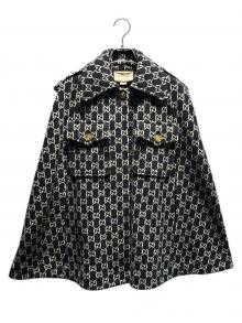 GUCCI（グッチ）の古着「GGジャガードフェルトウールケープ/650533」｜ブラック×ホワイト