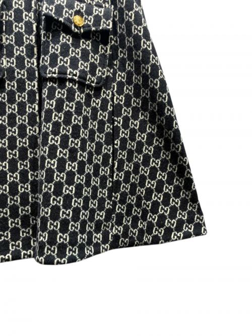 GUCCI（グッチ）GUCCI (グッチ) GGジャガードフェルトウールケープ/650533 ブラック×ホワイト サイズ:XXSの古着・服飾アイテム