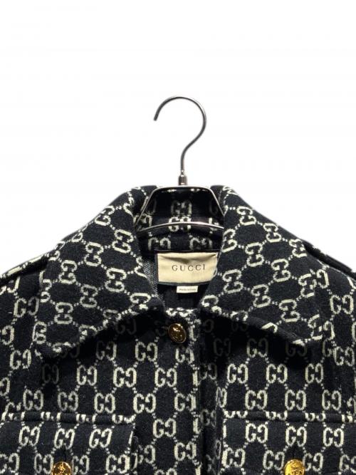GUCCI（グッチ）GUCCI (グッチ) GGジャガードフェルトウールケープ/650533 ブラック×ホワイト サイズ:XXSの古着・服飾アイテム