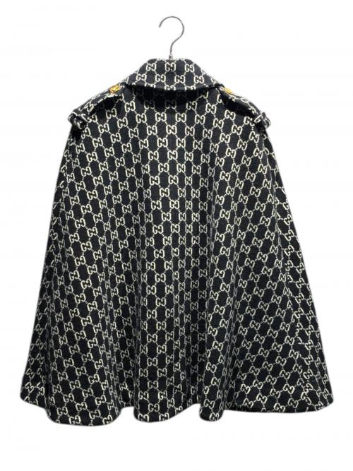 GUCCI（グッチ）GUCCI (グッチ) GGジャガードフェルトウールケープ/650533 ブラック×ホワイト サイズ:XXSの古着・服飾アイテム
