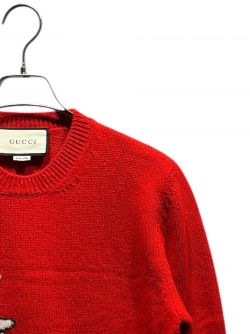 GUCCI（グッチ）GUCCI (グッチ) キリンデザインニット/579950 レッド サイズ:xsの古着・服飾アイテム