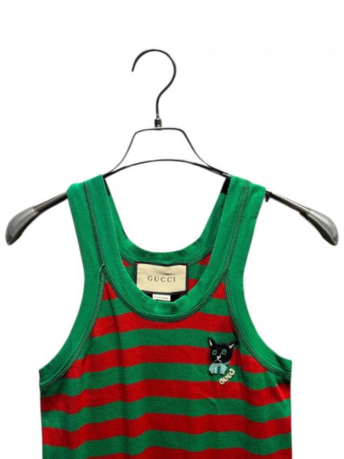GUCCI（グッチ）GUCCI (グッチ) ノースリーブワンピース/665358 グリーン×レッド サイズ:xsの古着・服飾アイテム