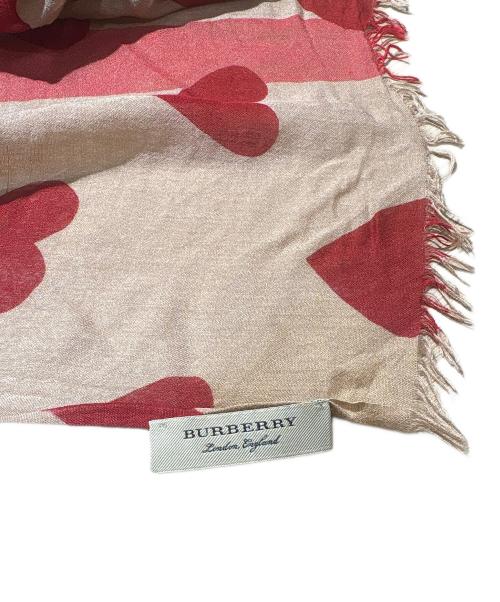 BURBERRY（バーバリー）BURBERRY (バーバリー) カシミヤ×シルク混ストール/ノバチェック/ハート ベージュ×レッド サイズ:-の古着・服飾アイテム