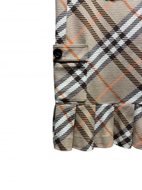 BURBERRY LONDON（バーバリーロンドン）BURBERRY LONDON (バーバリーロンドン) 半袖チェックワンピース ブラウン×ホワイト サイズ:38の古着・服飾アイテム