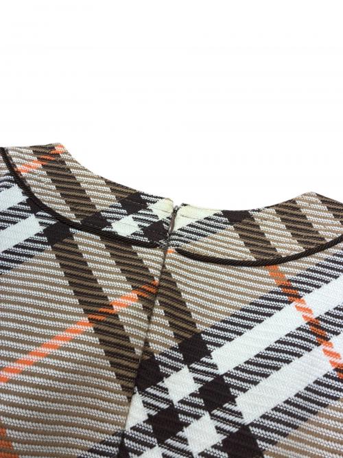 BURBERRY LONDON（バーバリーロンドン）BURBERRY LONDON (バーバリーロンドン) 半袖チェックワンピース ブラウン×ホワイト サイズ:38の古着・服飾アイテム