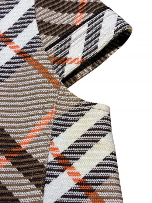 BURBERRY LONDON（バーバリーロンドン）BURBERRY LONDON (バーバリーロンドン) 半袖チェックワンピース ブラウン×ホワイト サイズ:38の古着・服飾アイテム