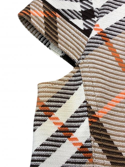 BURBERRY LONDON（バーバリーロンドン）BURBERRY LONDON (バーバリーロンドン) 半袖チェックワンピース ブラウン×ホワイト サイズ:38の古着・服飾アイテム