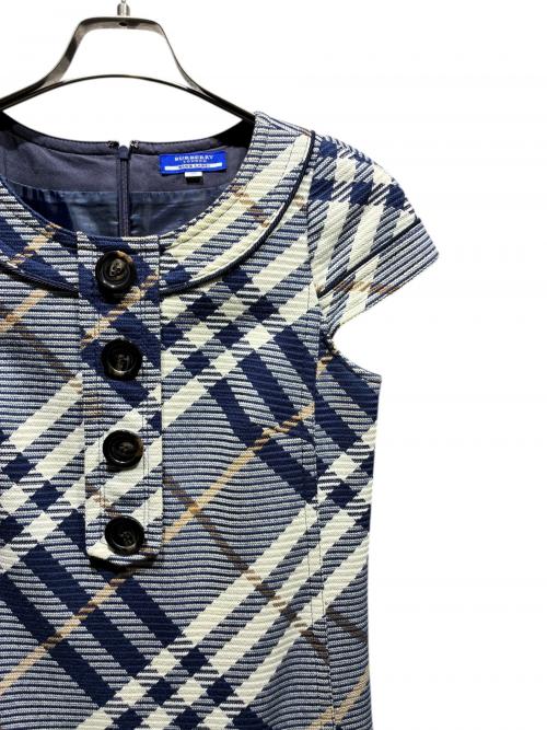 BURBERRY LONDON（バーバリーロンドン）BURBERRY LONDON (バーバリーロンドン) 半袖ワンピース ネイビー×ホワイト サイズ:38の古着・服飾アイテム