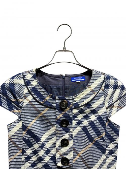 BURBERRY LONDON（バーバリーロンドン）BURBERRY LONDON (バーバリーロンドン) 半袖ワンピース ネイビー×ホワイト サイズ:38の古着・服飾アイテム