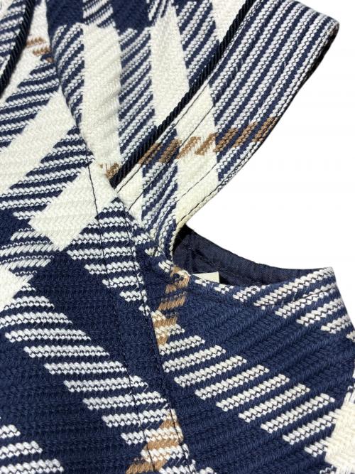 BURBERRY LONDON（バーバリーロンドン）BURBERRY LONDON (バーバリーロンドン) 半袖ワンピース ネイビー×ホワイト サイズ:38の古着・服飾アイテム