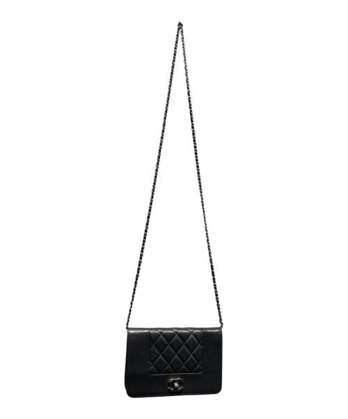 CHANEL（シャネル）CHANEL (シャネル) ショルダーウォレット ブラック×シルバー金具 サイズ:-の古着・服飾アイテム