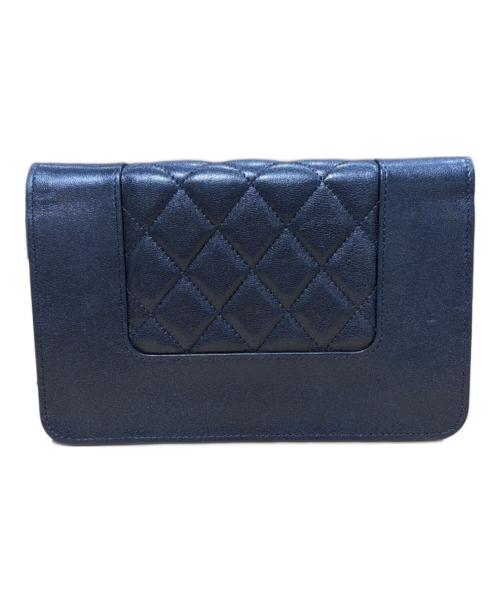 CHANEL（シャネル）CHANEL (シャネル) ショルダーウォレット ブラック×シルバー金具 サイズ:-の古着・服飾アイテム