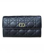 Diorディオール）の古着「カナージュ カロ オーチャード ロングウォレット」｜ブラック×ゴールド