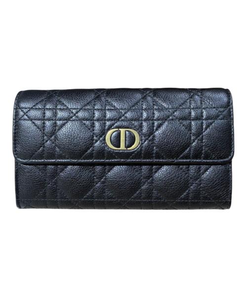 Dior（ディオール）Dior (ディオール) カナージュ カロ オーチャード ロングウォレット ブラック×ゴールド サイズ:-の古着・服飾アイテム