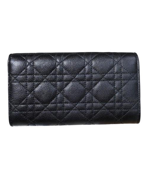 Dior（ディオール）Dior (ディオール) カナージュ カロ オーチャード ロングウォレット ブラック×ゴールド サイズ:-の古着・服飾アイテム