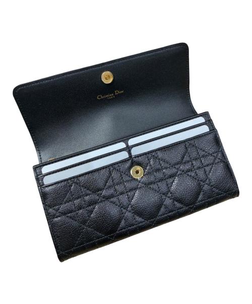 Dior（ディオール）Dior (ディオール) カナージュ カロ オーチャード ロングウォレット ブラック×ゴールド サイズ:-の古着・服飾アイテム