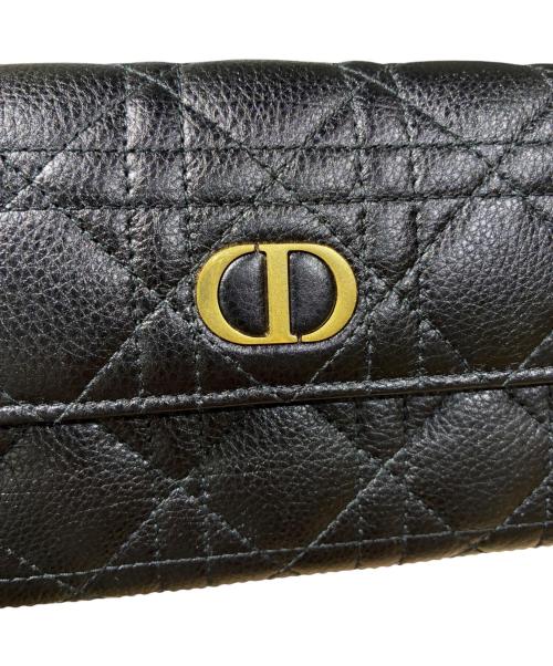 Dior（ディオール）Dior (ディオール) カナージュ カロ オーチャード ロングウォレット ブラック×ゴールド サイズ:-の古着・服飾アイテム