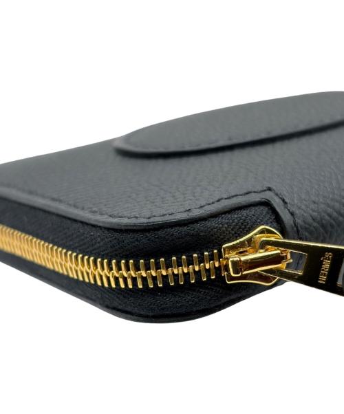HERMES（エルメス）HERMES (エルメス) Macaron Compact Wallet マカロン コンパクト/ヴォーエプソン/ブラック/G刻印：2026年製造/ゴールド金具 ブラック×ゴールドの古着・服飾アイテム