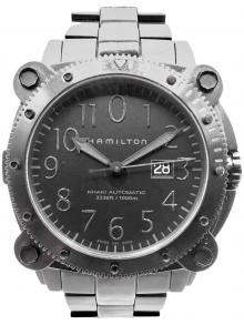 HAMILTON（ハミルトン）の古着「Khaki Navy BeLOWZERO カーキ ビロウゼロ Ref.H785850 46mm 黒文字盤」｜ブラック