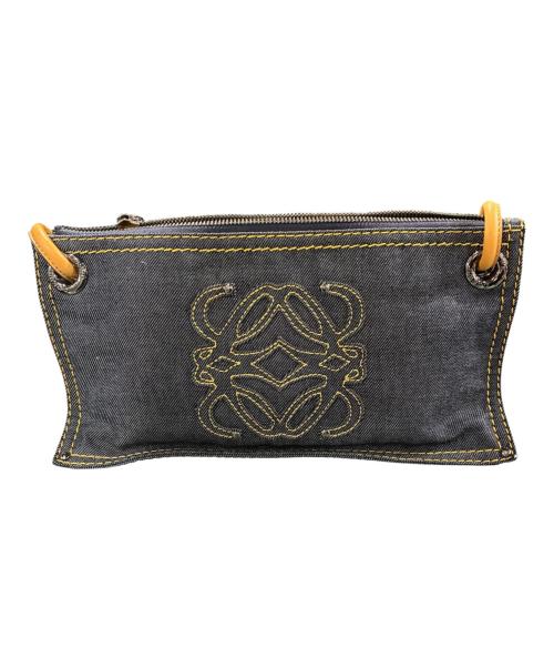 LOEWE（ロエベ）LOEWE (ロエベ) アナグラム デニム ショルダーバッグ インディゴ×ブラウン サイズ:-の古着・服飾アイテム