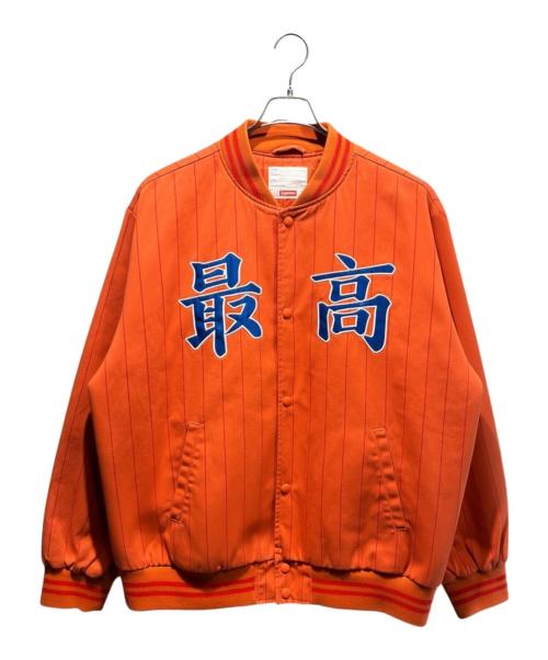 SUPREME（シュプリーム）SUPREME (シュプリーム) PINSTRIPE VARSITY JACKET オレンジ サイズ:XLの古着・服飾アイテム